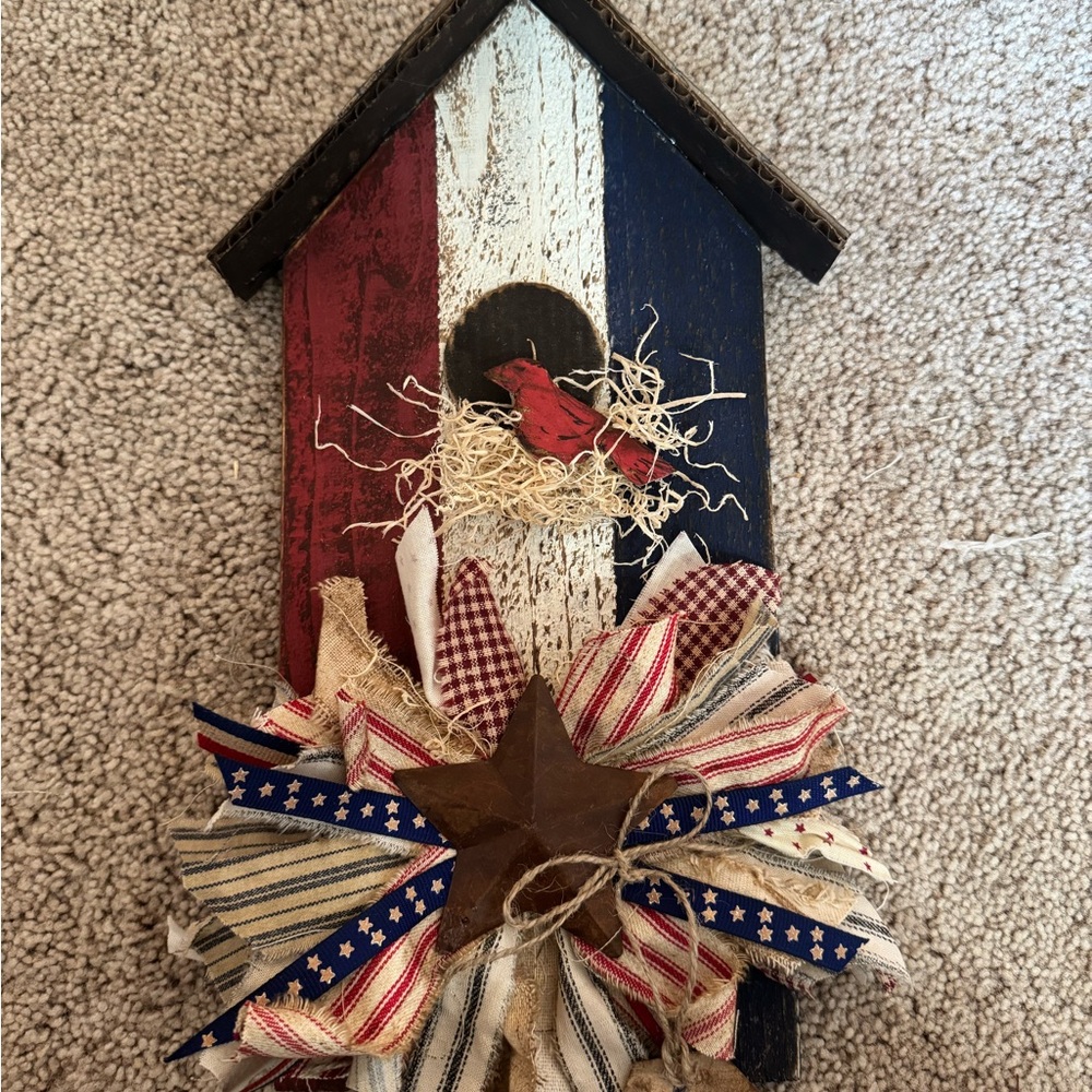 Patriotic Birdhouse Wall Decor handmade